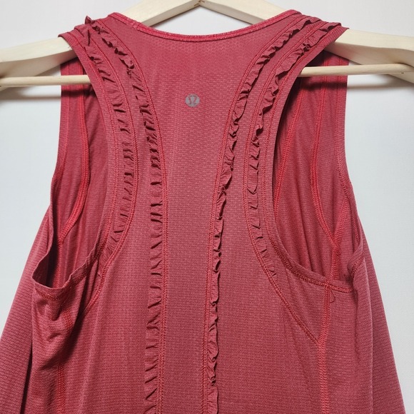 Lululemon Red Orange Drawstring Hem Stretchy Pullover Tank Top Sleeveless Size 6 - Picture 8 of 8
